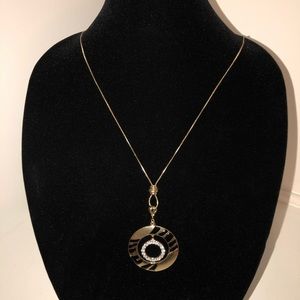 Long Gold Zebra Print & Pave Crystal Circle